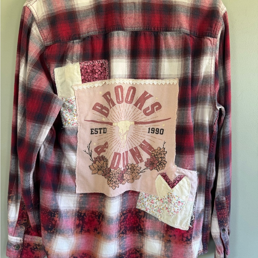 Brooks & Dunn Plaid Shirt with Patchwork